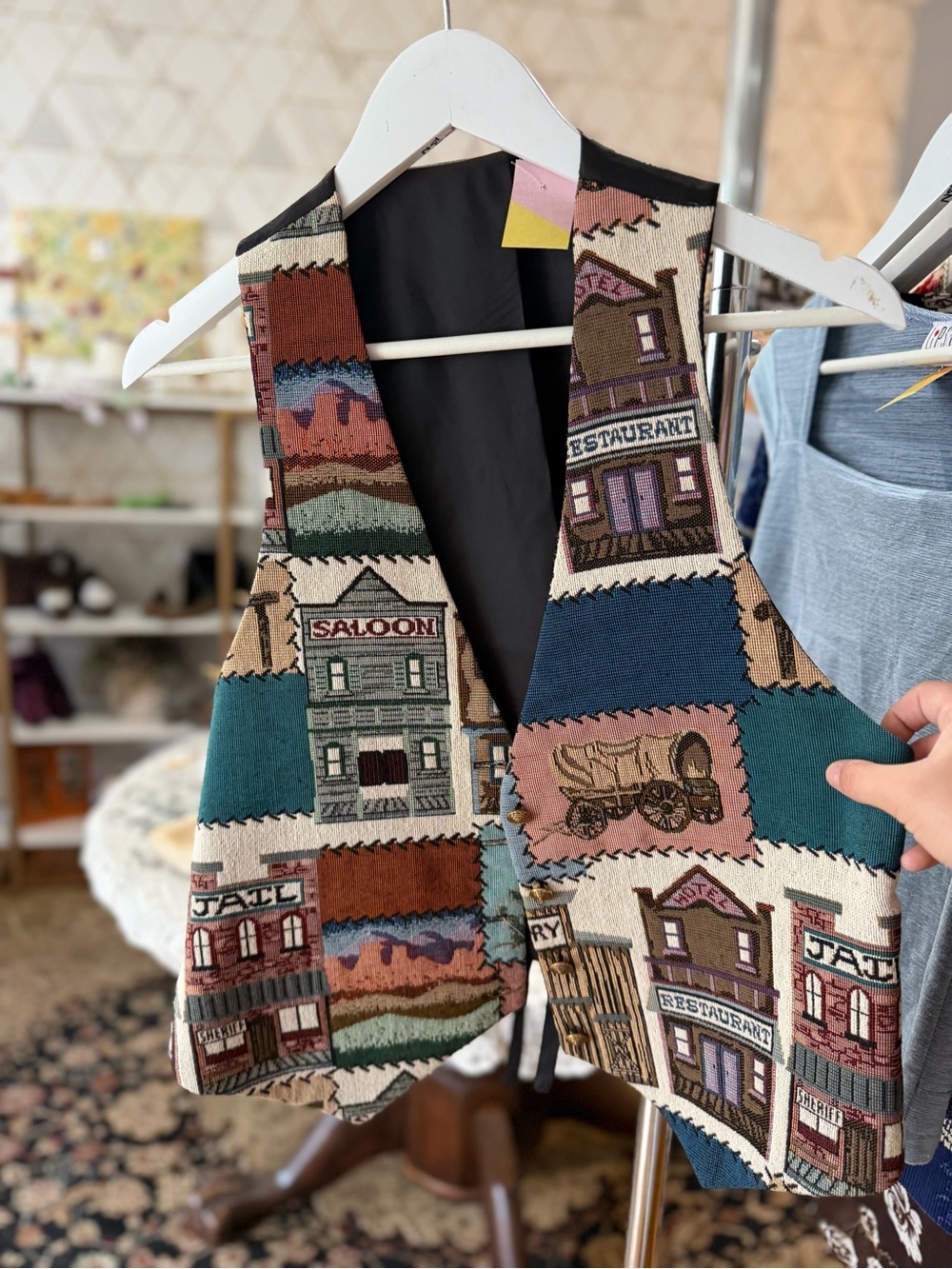 Vintage Style Old Country Town Tapestry Vest